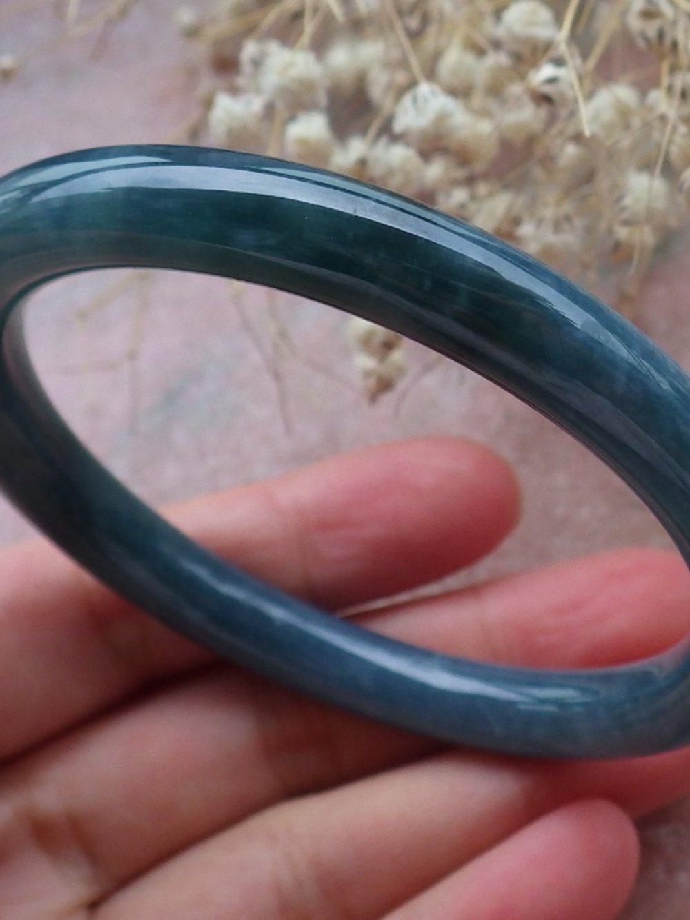 57mm Certified Hand Carved Natural Burma A JADE Circle Jadeite Bangle Bracelet